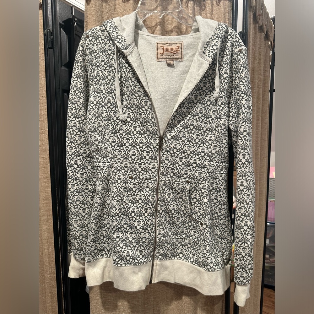 Ladies Jimmy Z skull print zip up hoodie